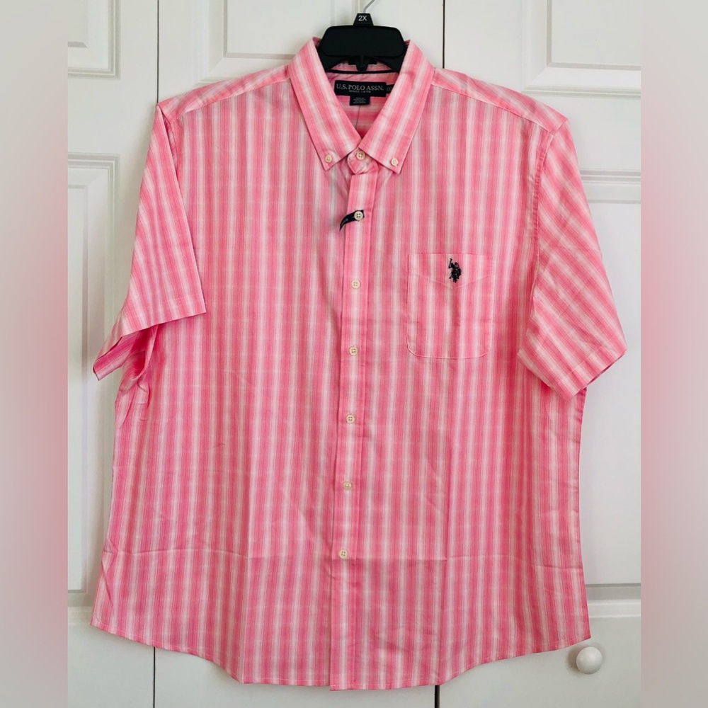 U.S. POLO ASSN MEN'S SHIRT SIZE XXL STRETCH COLLARED NECK BUTTON DOWN STRIPED
